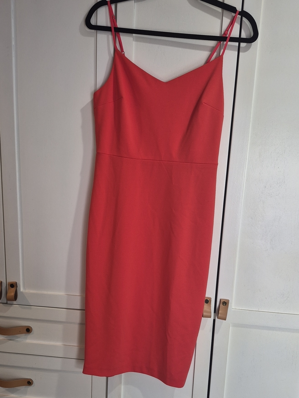 1. State Coral-Pink Midi Dress with Spaghetti Straps